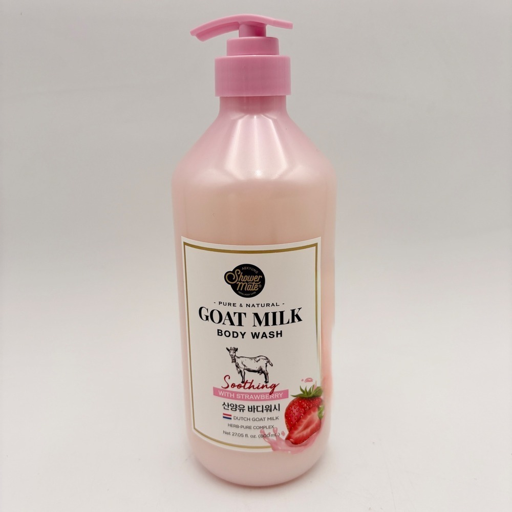 Shower Mate Goat Milk Body Wash Soothing Strawberry 27.05 oz Pump Bottle